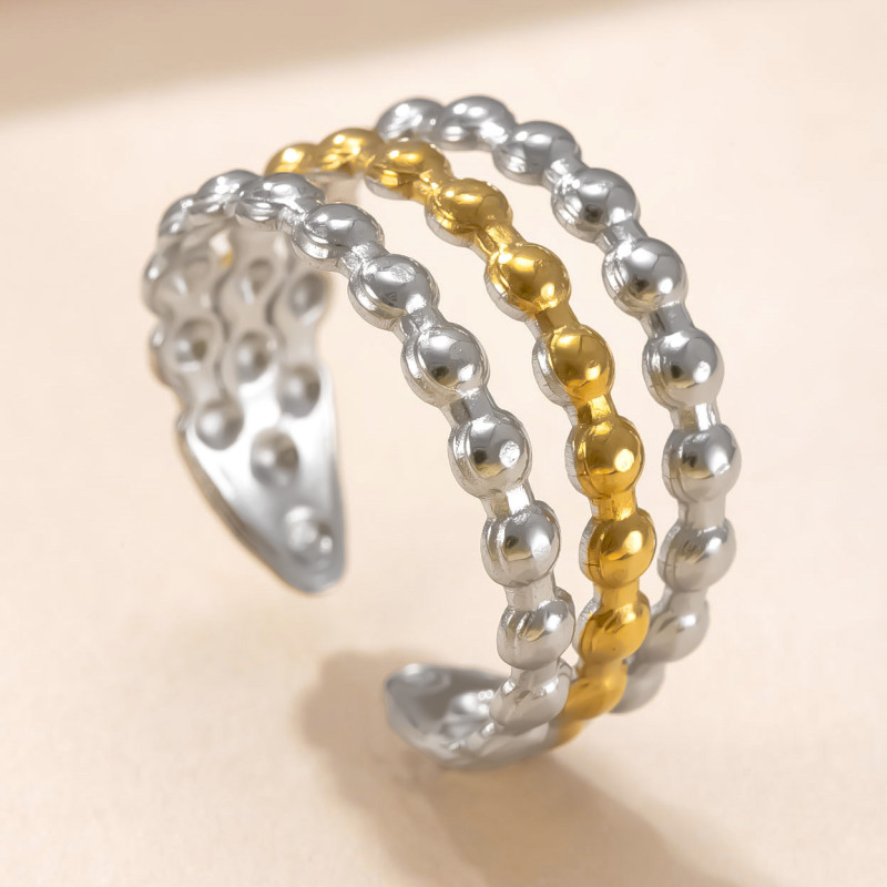 Cross-Border Hot Selling Titanium Steel Jewelry Fashion 18K Gold Plated Ring Hydraulic Multi-Layer Gold Irregular Stainless Steel Ring