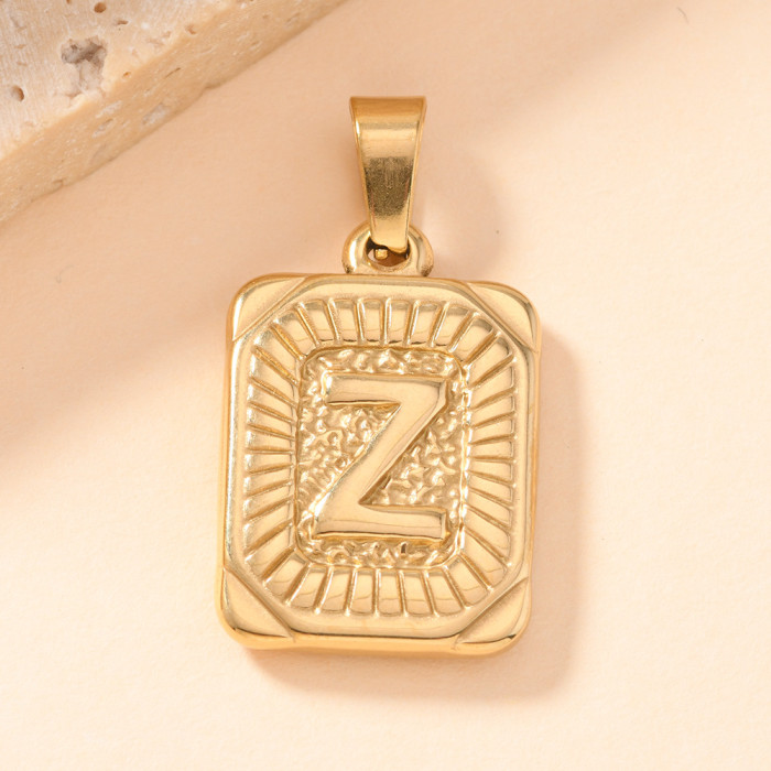 Single Pendant Hot Style Stainless Steel Pendant Casting Square Plate 26 English Letters Necklace Pendant DIY Accesso...