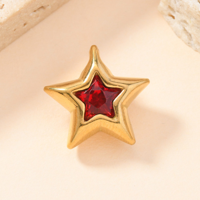 Single Pendant Hot Style Casting Geometric Star Zircon Necklace Pendant DIY Accessories Stainless Steel Jewelry Manuf...