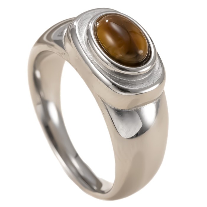 Cross-Border Hot Selling Titanium Steel Jewelry Light Luxury High-End Feel 18K Gold Plated Ring Casting Oval Zircon Stainless Steel Ring