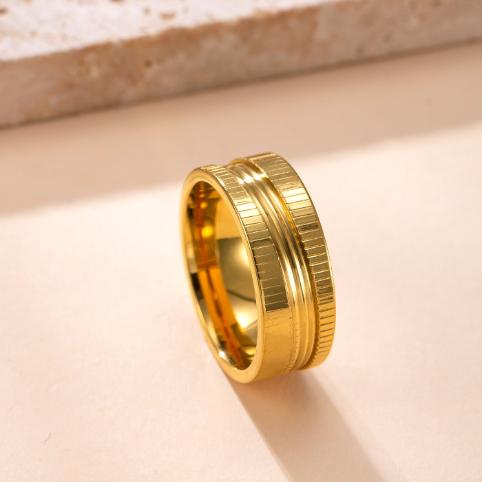 New Titanium Steel Ring High-End Gear Texture Ring Wealthy Index Finger Ring Personalized Hand Jewelry