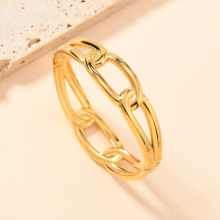 Stainless Steel Bracelet Fashion Simple Casting Bracelet for Women 18K Gold Plated Titanium Steel Jewelry Wholesale