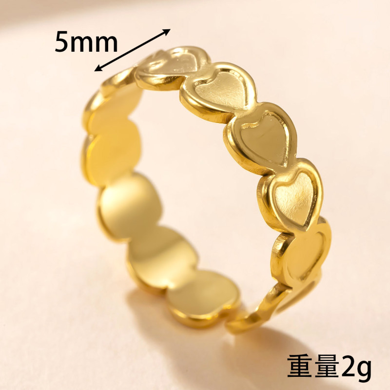 Amazon New Stainless Steel Jewelry Fashion High-end Open Ring Hydraulic Heart Splicing Titanium Steel Ring Factory