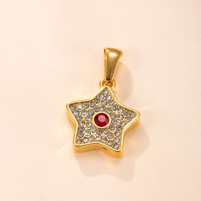Single Pendant Cross-Border Stainless Steel Jewelry Vintage Palace Style Necklace Accessories Round Inlaid Diamond DIY Jewelry Components