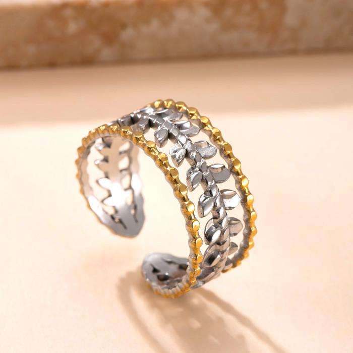 Cross-Border Exclusive Stainless Steel Ring Hydraulic Gold Line Ring for Women Niche Design Titanium Steel Non-Fading Jewelry Factory