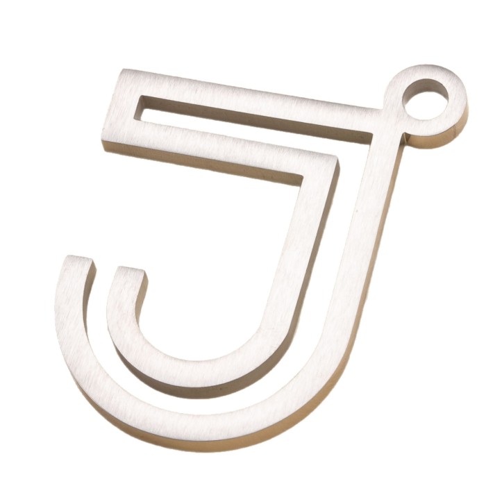 Cross-Border Hot-Selling Stainless Steel Jewelry Cast J Letter Brushed Keychain High-End Simple Titanium Steel Jewelry Accessories