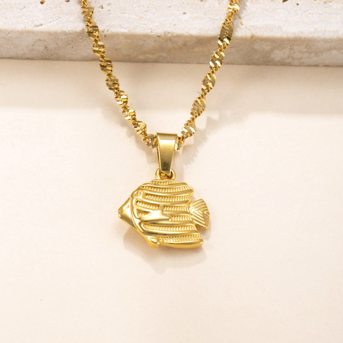 Single Pendant Stainless Steel Casting Jewelry Dolphin Starfish Pendant Necklace Accessories 18k Gold Plated Creative DIY Parts Factory