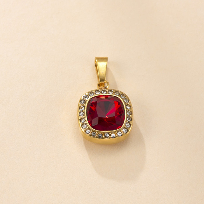 Single Pendant Stainless Steel Jewelry Casting Zircon Inlaid Necklace 18K Gold Plated High-End DIY Jewelry Accessorie...