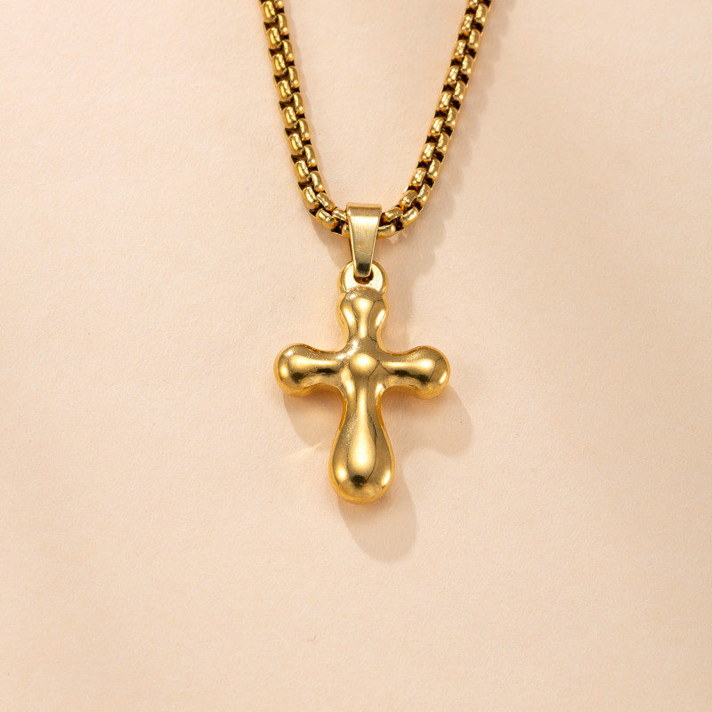 Single Pendant Cross-border Hot-selling Stainless Steel Cross Necklace Accessories Fashion Titanium Steel Non-fading DIY Jewelry Accessories