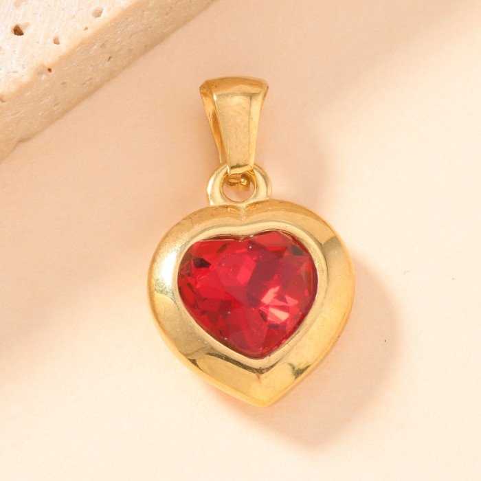 Single Pendant New Stainless Steel Casting Jewelry Heart Zircon Pendant Single Pendant DIY Necklace Accessories Whole...