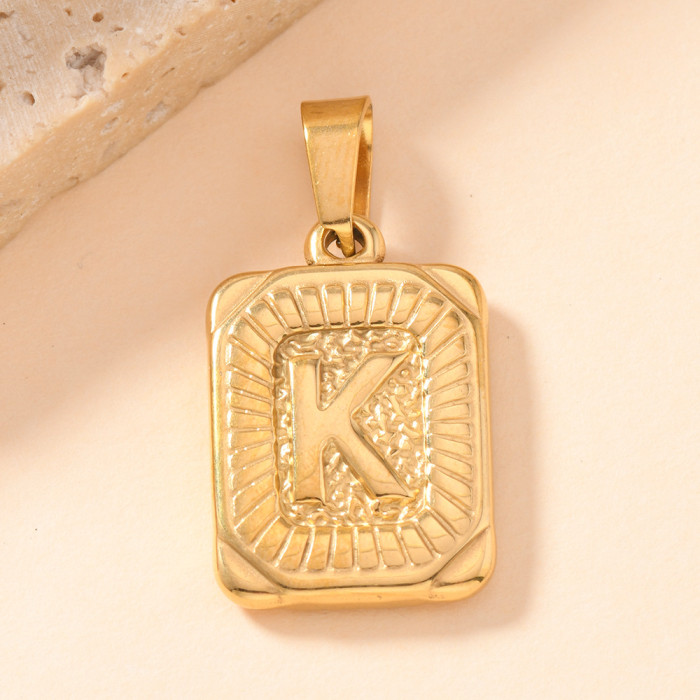 Single Pendant Hot Style Stainless Steel Pendant Casting Square Plate 26 English Letters Necklace Pendant DIY Accesso...