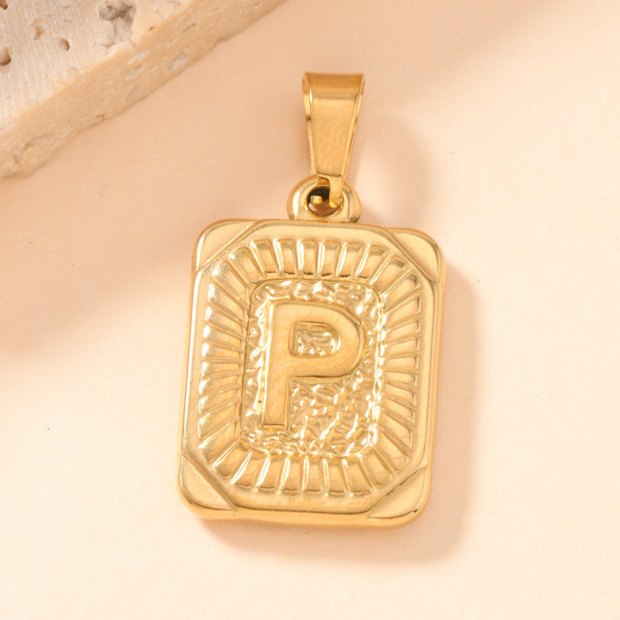 Single Pendant Hot Style Stainless Steel Pendant Casting Square Plate 26 English Letters Necklace Pendant DIY Accesso...