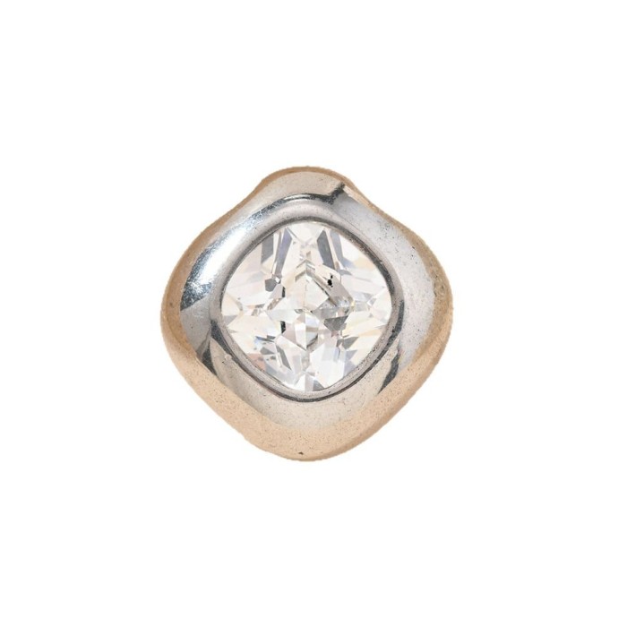 Single Pendant European and American Style Stainless Steel Jewelry Fashion Simple Rounded Square Inlaid Diamond Pendant Accessories DIY Necklace Components
