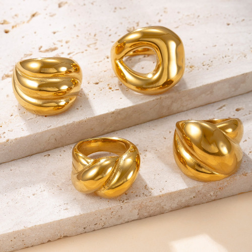 Cross-Border Hot Item Titanium Steel Ring Cast Multi-Layer Smooth Couple Rings High-End Feel 18K Gold Plated Stainless Steel Jewelry