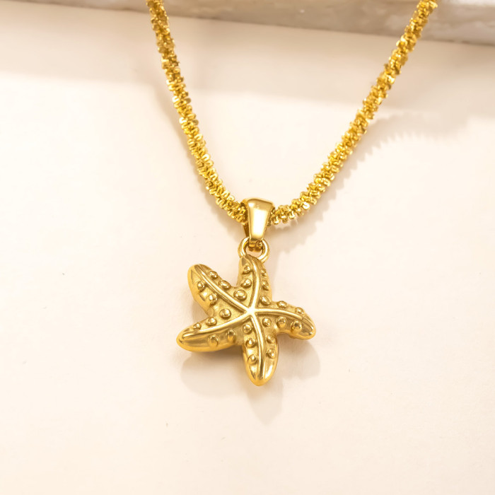 Single Pendant Stainless Steel Casting Jewelry Dolphin Starfish Pendant Necklace Accessories 18k Gold Plated Creative DIY Parts Factory