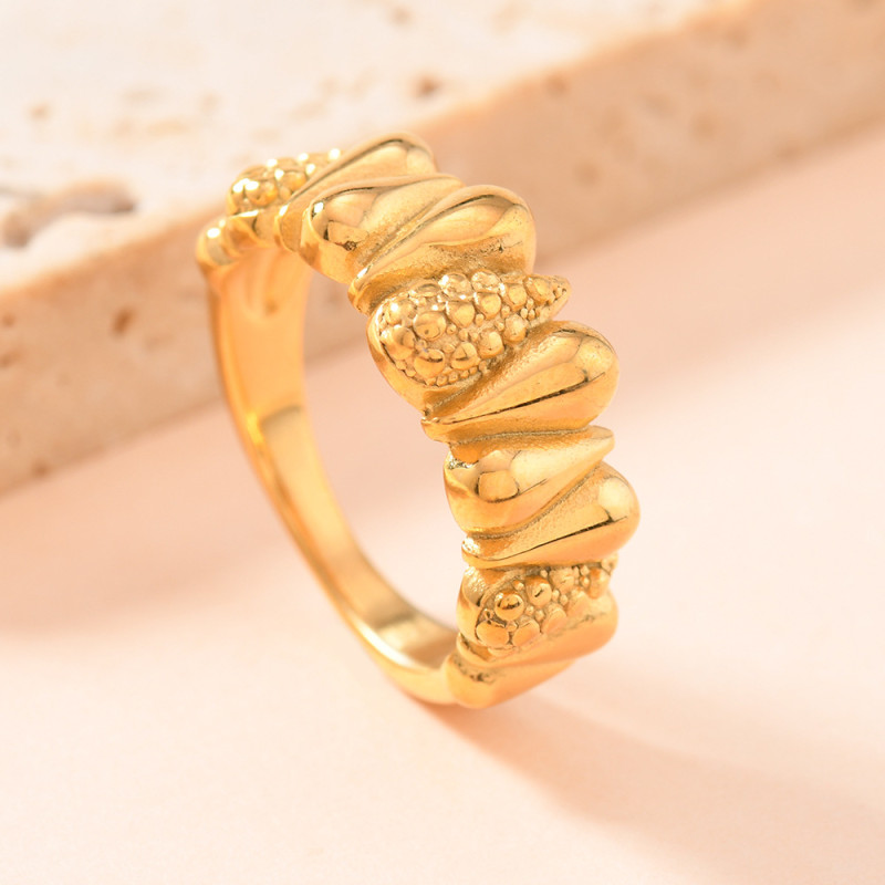 European and American Cross-Border Fashion Jewelry Light Luxury Minimalist Style Cast Water Drop Shape Ring Personality Creative Couple Ring