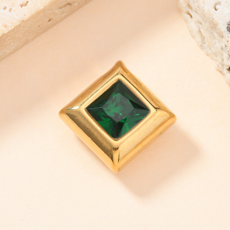 Single Pendant European and American Style Stainless Steel Jewelry Square Zircon Pendant Versatile Elegant Necklace Bracelet DIY Accessories