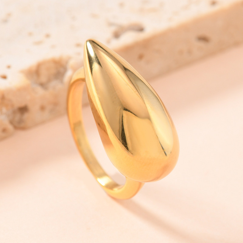 European and American Cross-Border Smooth Stainless Steel Ring Fashion Cast Large Water Drop Titanium Steel Ring Unisex Personality Ring Factory