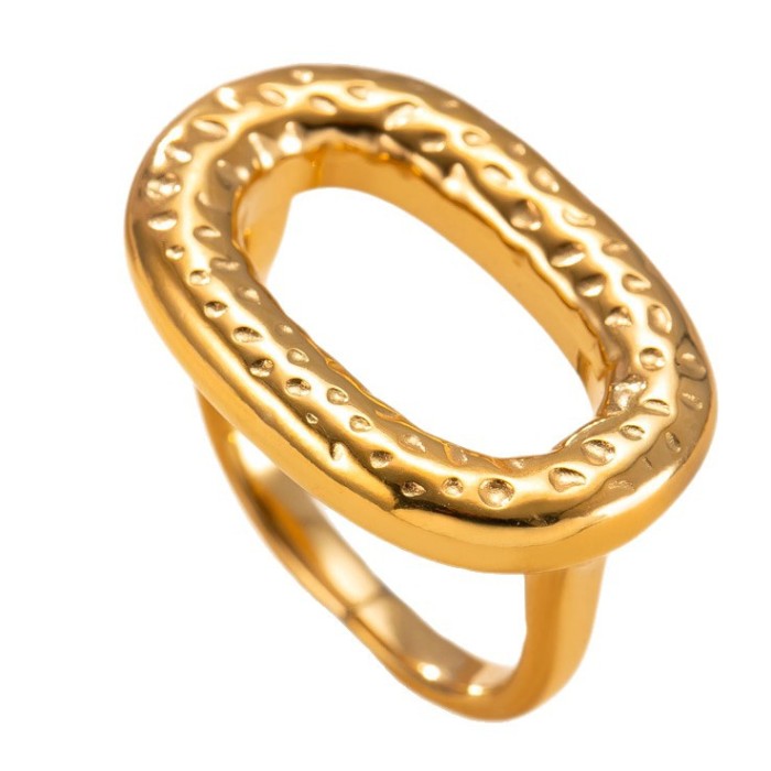 Hot-Selling Stainless Steel Jewelry Unique Niche Design Ring Casting Hammered Pattern O-Shaped Titanium Steel Ring Wh...