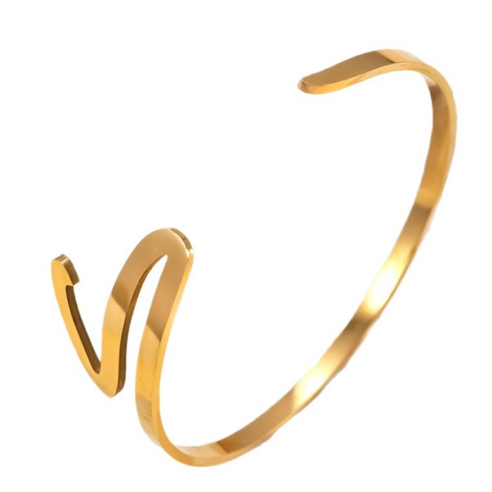 Cross-Border Exclusive Stainless Steel Bracelet Non-Fading Design Snake Shape Smooth Open Bracelet Simple Hand Jewelry Wholesale