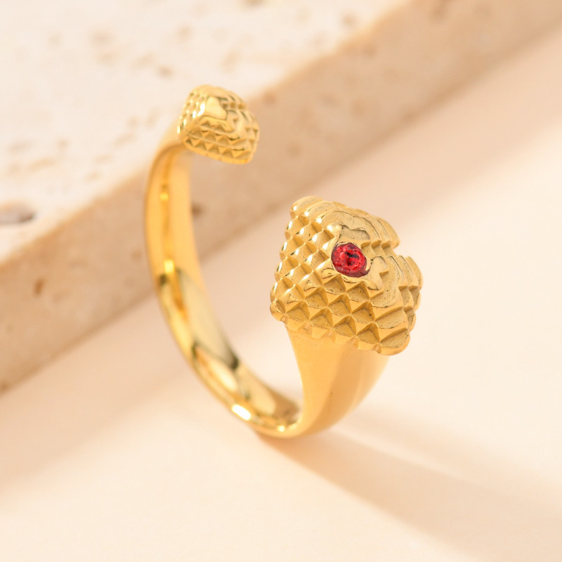 Cross-Border European and American Rings for Women, Niche Fashion, Light Luxury, Cast Three-Dimensional Heart-Shaped Diamond-Encrusted Rings, Versatile Design, Open Rings
