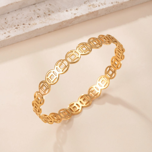 Cross-Border Fashion Titanium Steel Bracelet Cut Heart Women's Bracelet High-End 18K Gold Plated Stainless Steel Jewelry Factory