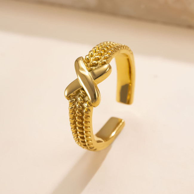 New Stainless Steel Ring Open Fashion Minimalist Style Casting Cross Ring for Women Niche Design Hand Jewelry