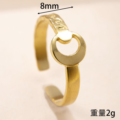 Cross-Border Hot-Selling Titanium Steel Jewelry High-End Ins Style Oil Pressure Open Ring Hollow Moon Stainless Steel Ring Factory