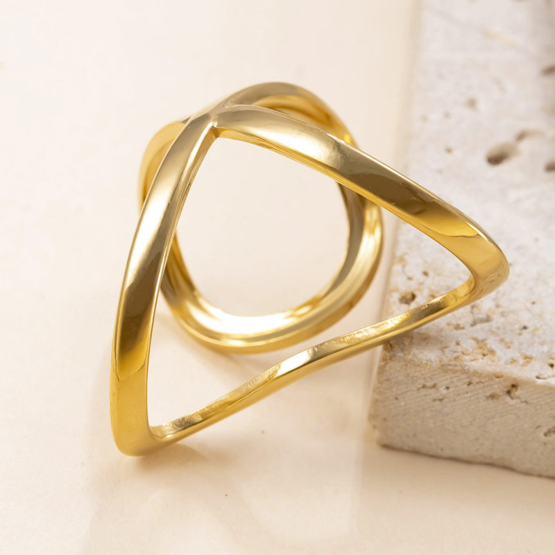 Cross-Border New Titanium Steel Jewelry Cut Lines Irregular Opening Ring Female Niche Design Stainless Steel Ring Factory