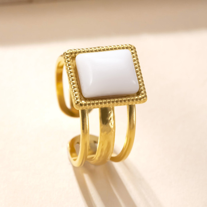 Hot-Selling Stainless Steel Ring Unisex Hydraulic Gemstone Ring Simple Elegant Titanium Steel Jewelry Wholesale