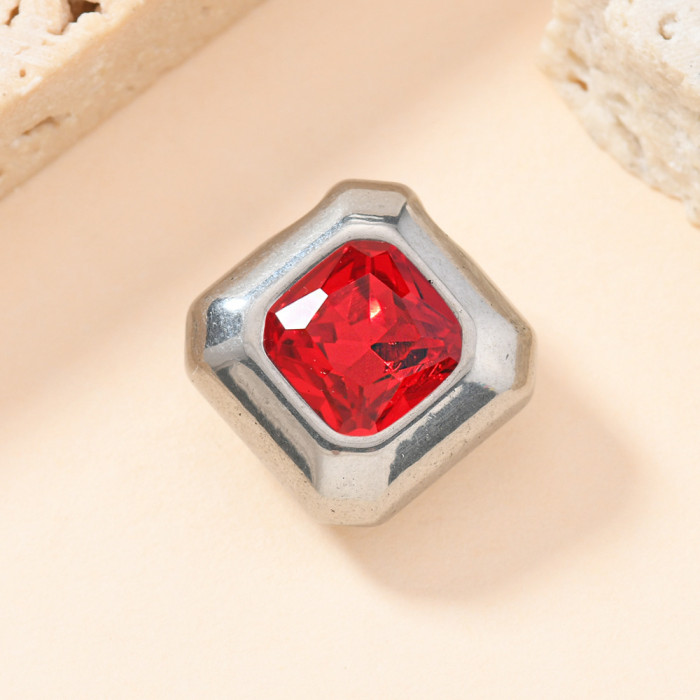 Single Pendant Hot Selling Stainless Steel Jewelry Casting Beveled Square Zircon Pendant 18K Gold Plated Accessories,...