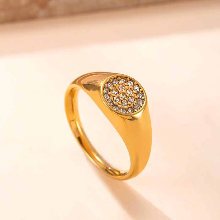 Cross-Border Stainless Steel Casting Jewelry Women's Light Luxury Design Heart-Shaped/Hexagonal/Water Drop-Shaped Full Diamond Titanium Steel Ring