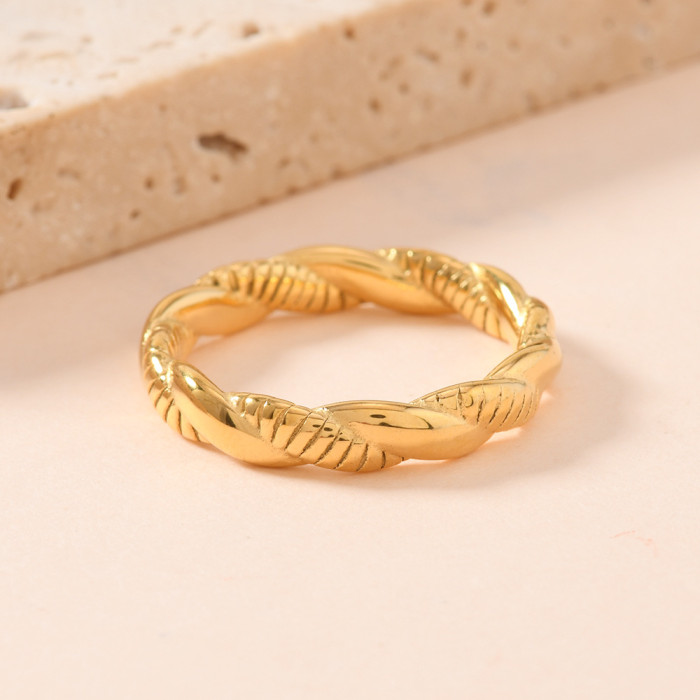 Style Fashion Stainless Steel Ring Niche Design Cast Twist Thread Ring Women's Titanium Steel Jewelry Factory