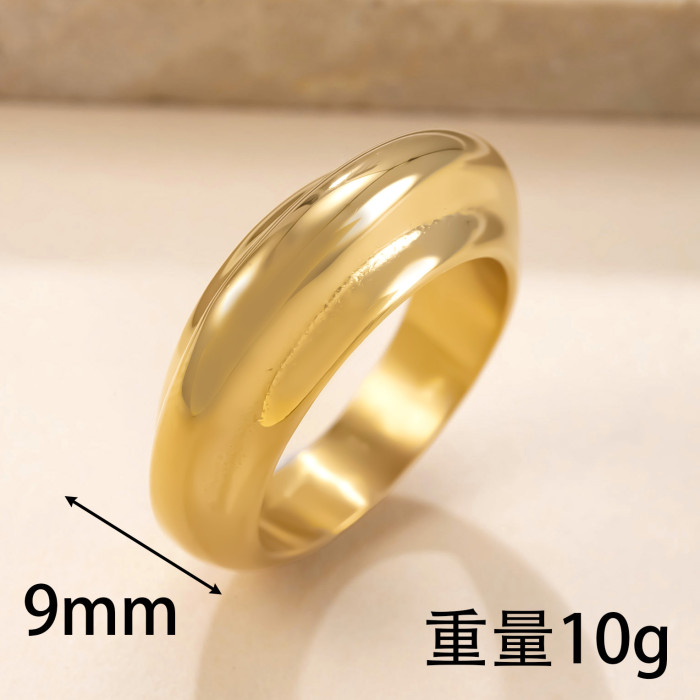 Stainless Steel Jewelry Light Luxury High-End Casting Geometric Ring 18K Gold Plated Titanium Steel Ring