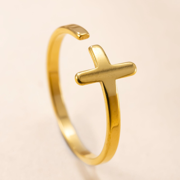 Hot Selling Stainless Steel Jewelry Fashionable High-End 18K Gold Plated Open Ring Oil Pressure Inlaid Colorful Diamo...