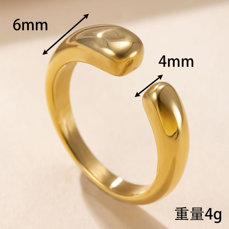 Cross-Border New Titanium Steel Jewelry Simple Versatile Index Finger Ring 18K Gold Plated Double-Headed Open Stainless Steel Ring Factory