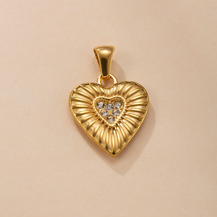 Single Pendant Cross-Border Stainless Steel Casting Jewelry Heart Micro Inlaid Diamond Necklace Elegant Light Luxury DIY Jewelry Accessories