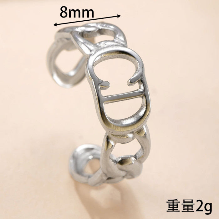 Couple Rings Oil Pressure Hollow Open Titanium Steel Rings Non-Fading Fashion Simple Stainless Steel Jewelry
