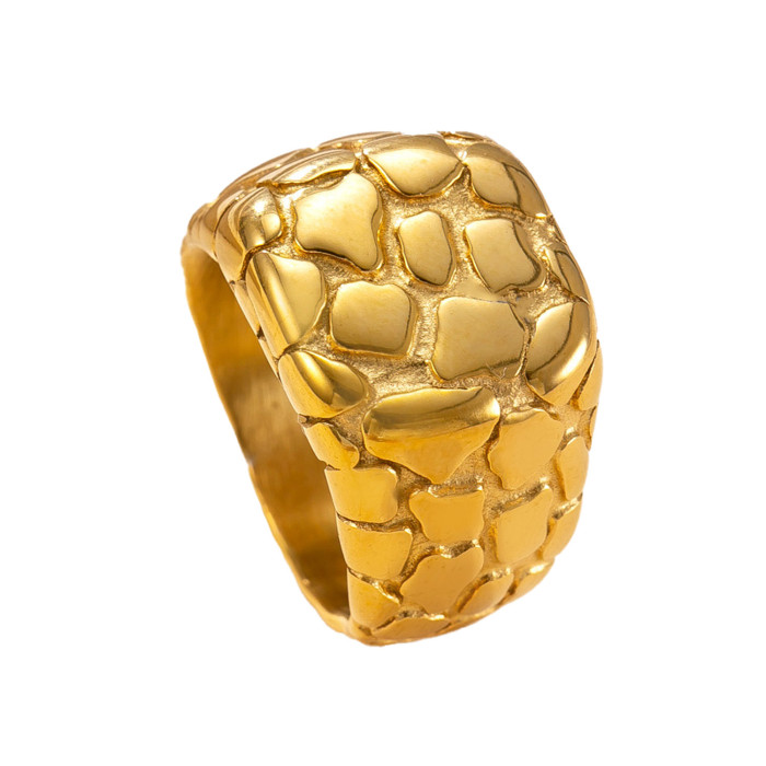 Stainless Steel Ring Cast Irregular Crack Ring Design Sense Plated 18K Gold Titanium Steel Jewelry Factory