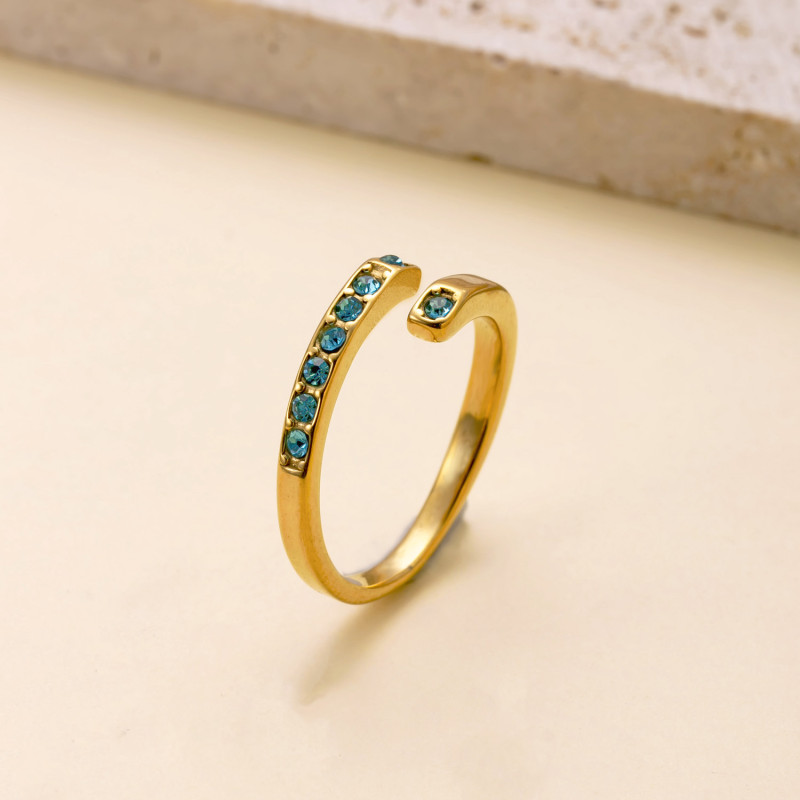 Cross-Border Korean Version Titanium Steel Jewelry Simple Micro Inlaid Diamond Open Ring for Women Niche Design Stainless Steel Couple Rings Factory