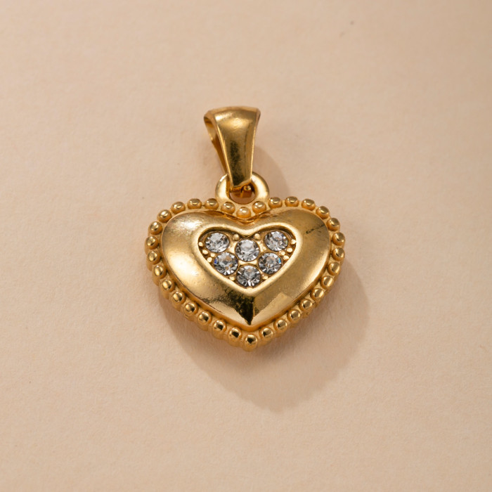 Single Pendant Cross-Border Stainless Steel Casting Jewelry Heart Micro Inlaid Diamond Necklace Elegant Light Luxury DIY Jewelry Accessories