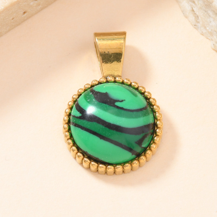 Single Pendant European and American New Style Cast Round Natural Stone Pendant DIY Accessories Light Luxury High-end Hand Jewelry Wholesale