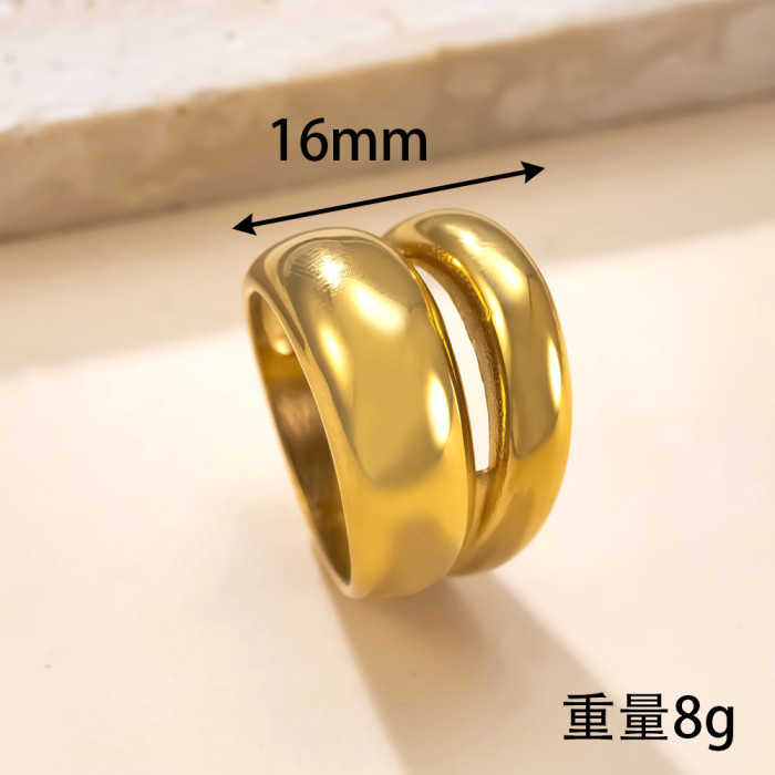 Exclusive Titanium Steel Jewelry Design Sense Stacking Rings Hydraulic Double Layer Smooth Stainless Steel Rings Fact...