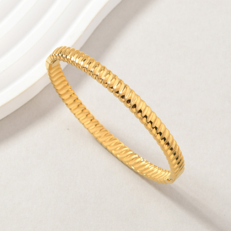 European and American Cross-Border Stainless Steel Bracelet Fashion Simple Casting Bracelet for Women 18K Gold Plated Titanium Steel Jewelry Wholesale