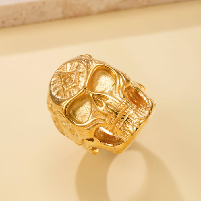 Exaggerated Stainless Steel Ring Cast Skull Men's Ring Personality Punk Titanium Steel Jewelry Wholesale
