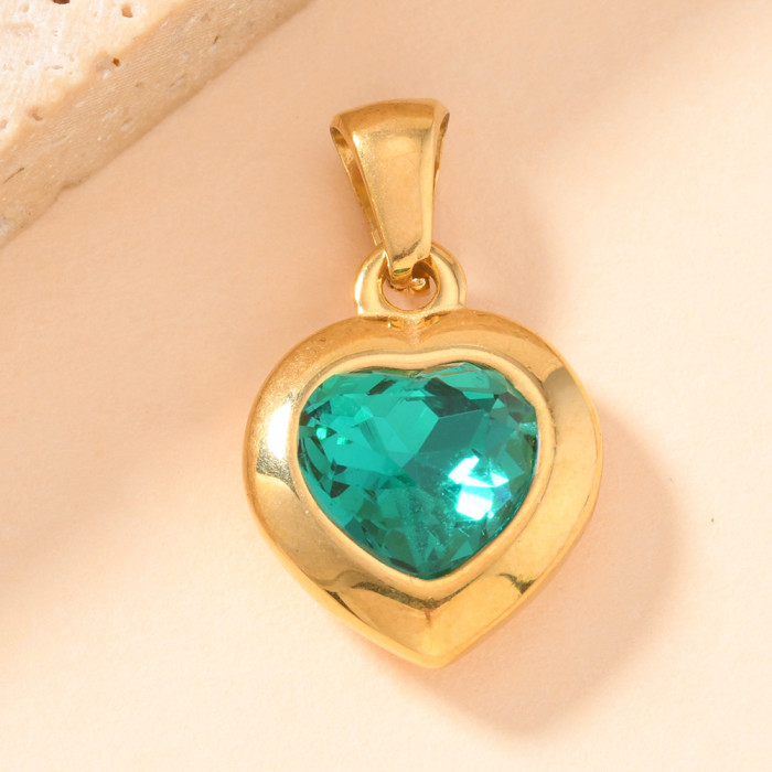 Single Pendant New Stainless Steel Casting Jewelry Heart Zircon Pendant Single Pendant DIY Necklace Accessories Whole...