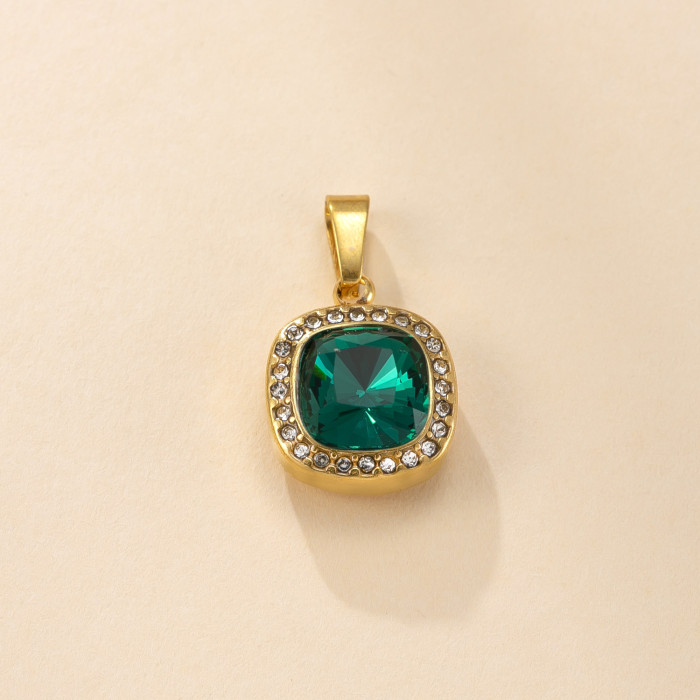 Single Pendant Stainless Steel Jewelry Casting Zircon Inlaid Necklace 18K Gold Plated High-End DIY Jewelry Accessorie...