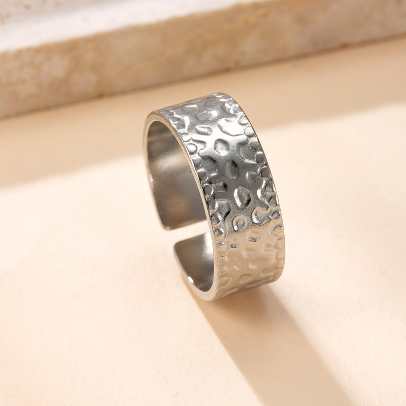 European and American Cross-Border Stainless Steel Ring Fashionable Personality Adjustable Open Ring Hydraulic Wide Face Index Finger Ring Wholesale Factory