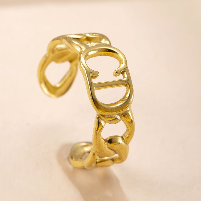 Couple Rings Oil Pressure Hollow Open Titanium Steel Rings Non-Fading Fashion Simple Stainless Steel Jewelry