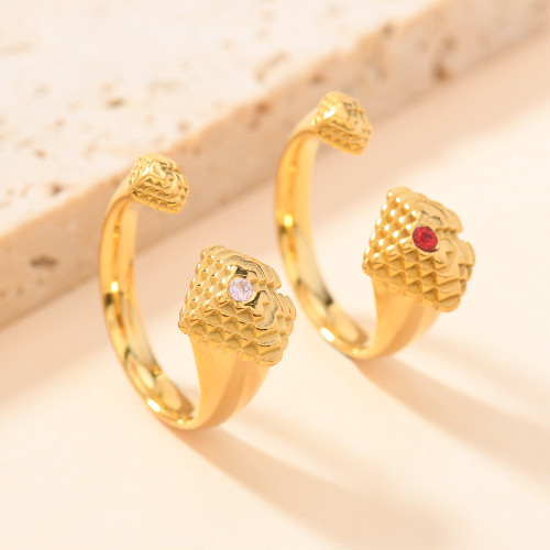 Cross-Border European and American Rings for Women, Niche Fashion, Light Luxury, Cast Three-Dimensional Heart-Shaped Diamond-Encrusted Rings, Versatile Design, Open Rings